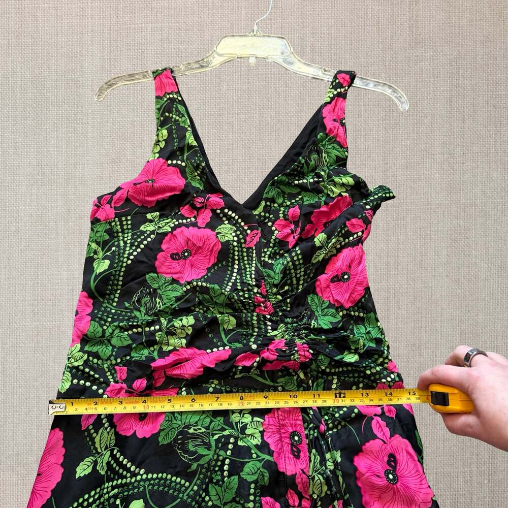 Anthropologie Maeve Hot Pink Floral Maxi Dress Cottagecore Goth Fairy size 4 - Picture 9 of 13